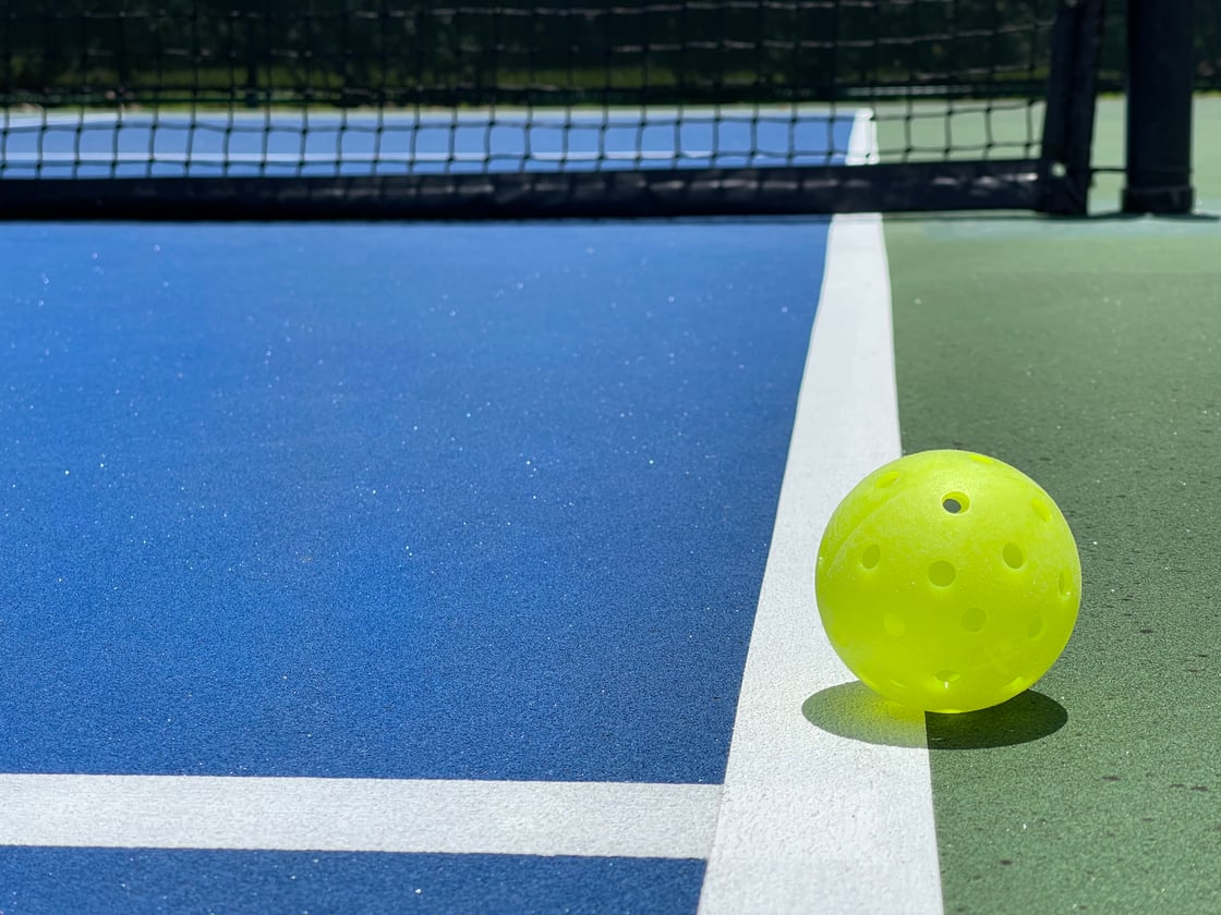 Pickleball on side of court stock pic (No. 2011278296)-1